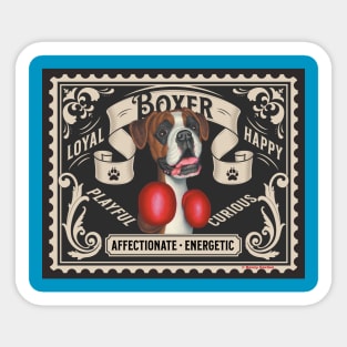 Funny Cute Boxer Dog Stamp Design Sticker